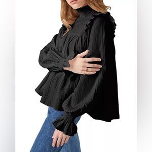 French Connection Boza Crinkled Smocked Top XS